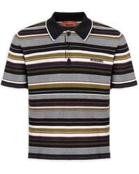 Missoni - Striped Cotton Polo Shirt With Embroidered Logo Lettering - Lyst