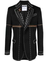 Moschino - Contrast-Stitching Virgin Wool Blazer - Lyst