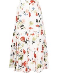 Erdem - Floral-print Midi Silk Skirt - Lyst