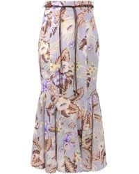 Zimmermann - Floral-print Flared Midi Skirt - Lyst