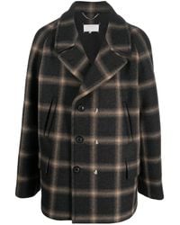 Maison Margiela - Check-Pattern Wool Coat - Lyst