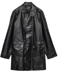 Prada - Manteau En Cuir À Manches Raglan - Lyst
