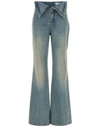 McQueen - Fold-Over Flared-Leg Jeans - Lyst