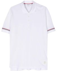 Thom Browne - Rwb-stripe Fine-knit Polo Shirt - Lyst
