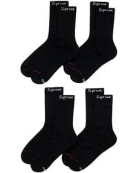 Supreme - X Hanes Logo-Print Cotton Socks (Set Of Four) - Lyst