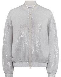 Brunello Cucinelli - スパンコール ボンバージャケット - Lyst