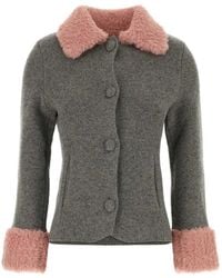 Moschino - Faux-Fur-Trim Knitted Jacket - Lyst