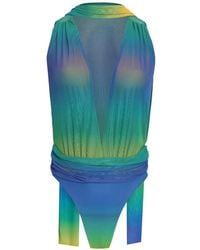 Amir Slama - X Tati Barbieri V-Neck Mesh-Panelled Swimsuit - Lyst