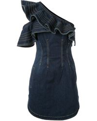 Self-Portrait One-Shoulder-Minikleid - Blau