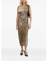 Lola Casademunt - Leopard-Print Gathered Midi Dress - Lyst