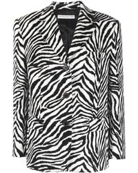 Alessandra Rich - Zebra Print Single-breasted Velvet Blazer - Lyst