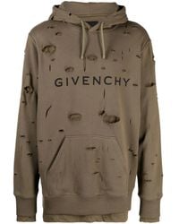 Givenchy - Logo-print Distressed-effect Hoodie - Lyst