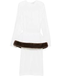 Stella McCartney - Faux-Fur Trim Peplum Midi Dress - Lyst