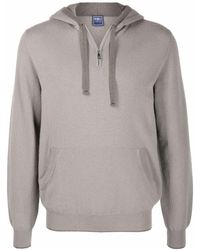 Fedeli Knitted Cashmere Zip-up Hoodie - Grey