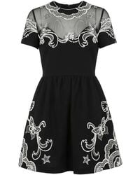 Valentino Garavani - Bead-Embellished Tulle-Panel Mini Dress - Lyst