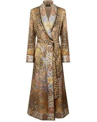 Etro - Silk Robe Coat With Paisley And Animal Motif - Lyst