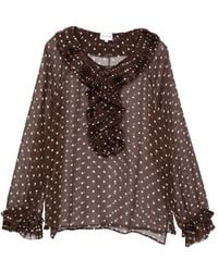 P.A.R.O.S.H. - Ruffled Polka-Dot Blouse - Lyst
