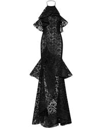 Oscar de la Renta - Ruffled Guipure Lace Halterneck Gown - Lyst