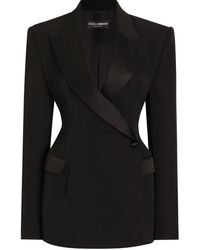 Dolce & Gabbana - Chaqueta Tipo Esmoquin De Botonadura Doble En Gabardina De Lana - Lyst