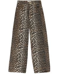 Ganni - Jeans Mit Leoparden-Print - Lyst