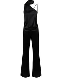Pinko - Long Satin Jumpsuit With Sash - Lyst