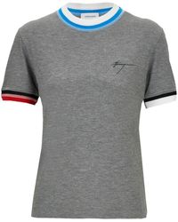 Ferragamo - Contrasting-trim Jersey T-shirt - Lyst