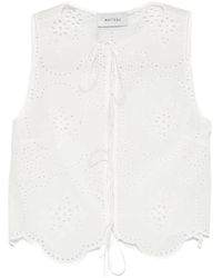 Matteau - Broderie Top Met Strik - Lyst