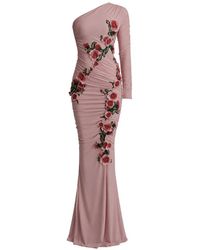 Dolce & Gabbana - Floral-Embroidered Ruched-Detailing Maxi Dress - Lyst