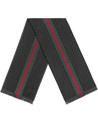 Gucci Schal mit Webstreifen - Grau