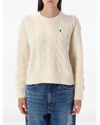 Polo Ralph Lauren - Embroidered-Logo Cable-Knit Sweater - Lyst
