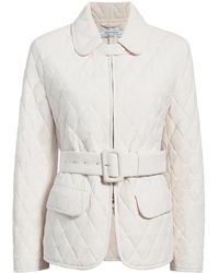 Another Tomorrow - Diamond-Quilted Belted Puffer Jacket - Lyst
