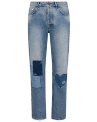 Moschino - Heart Patch Detail Denim Jeans - Lyst