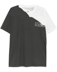 MM6 by Maison Margiela - Logo-Print Panelled T-Shirt - Lyst
