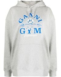 Ganni - Oversized Gym Hooded Sweatshirt - Lyst