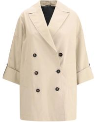Brunello Cucinelli - Embellished Sleeve Midi Trench Coat - Lyst