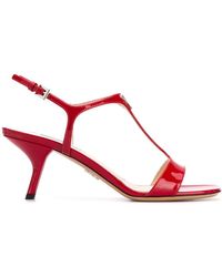 Prada Sandalen mit Logo-Schild - Rot