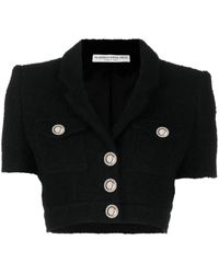 Alessandra Rich - Black Cropped Tweed Boucle Jacket - Lyst