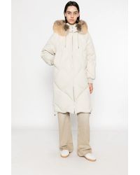 SEA WING - Fur-Trim Diamond-Quilted Coat - Lyst