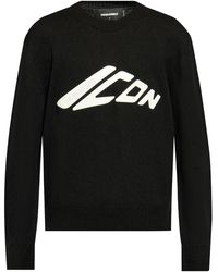 DSquared² - Icon Logo-Print Virgin Wool Jumper - Lyst
