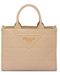 Prada - Small Symbole Leather Tote Bag - Lyst