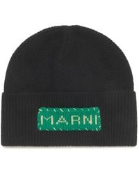 Marni - Wool Fisherman's Rib Beanie With Patch - Lyst
