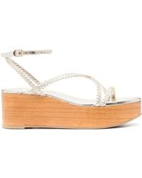Stuart Weitzman - 75Mm Wovette Wedge Sandals - Lyst