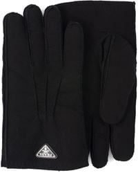 Prada - Triangle-logo Suede Gloves - Lyst