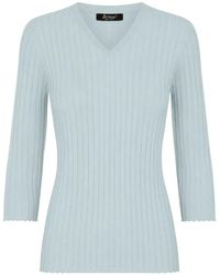 LA ROSE - Ribbed-Knit V-Neck Sweater - Lyst
