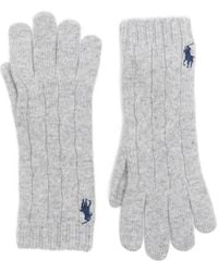 Polo Ralph Lauren - Zopfmuster-Handschuhe mit Logo-Stickerei - Lyst
