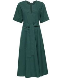 P.A.R.O.S.H. - Belted Cotton Midi Dress - Lyst