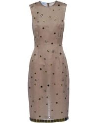 Prada - Eyelet-Embellished Silk Dress - Lyst
