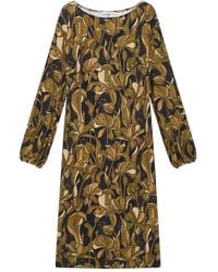 Maliparmi - Floral-Pattern Long-Sleeve Midi Dress - Lyst