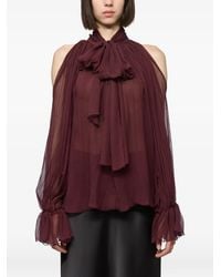 Atu Body Couture - Cold-Shoulder Silk-Chiffon Blouse - Lyst