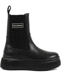 KARL LAGERFELD - Kreeper Lo Ribbed Platform Boots - Lyst
